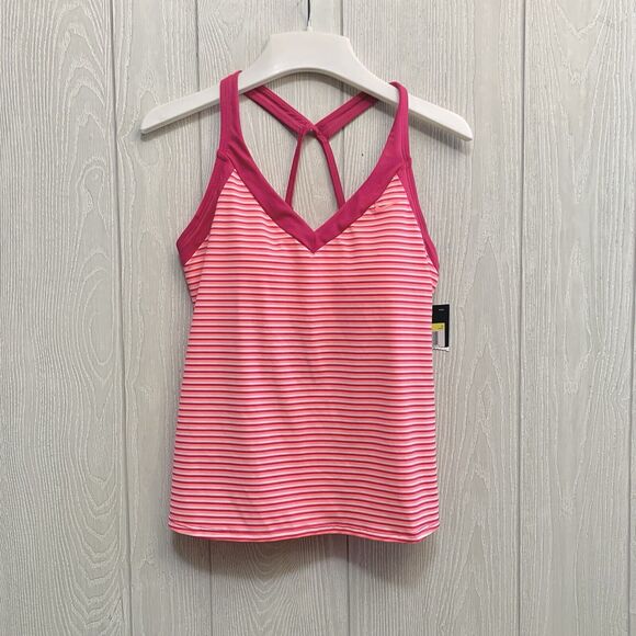 Nike V-Neck Pink Stripe Swim Tank Small NWT - Picture 1 of 4